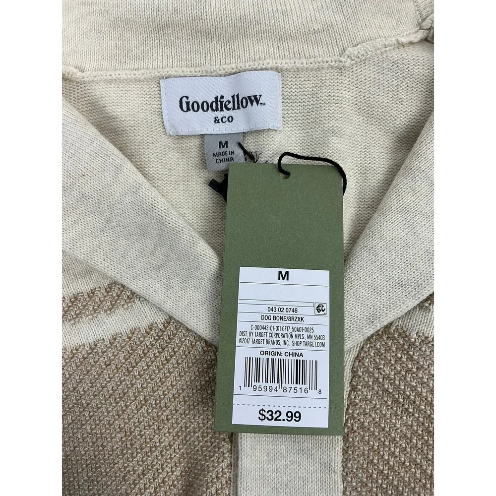 Goodfellow & Co‎ Shawl Collar Cardigan M Cream Tan Stripe NWT